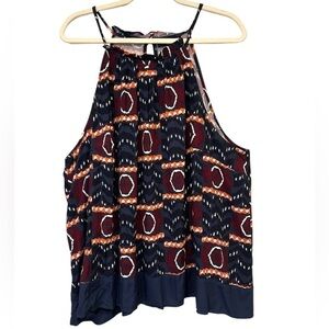 Lane‎ Bryant Tank Top Navy Burgundy Print Size 24